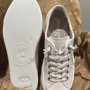 White Leather Platform Sneaker. US sizes.  Never worn